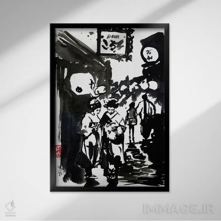 تابلو دکوراتیو ادو اثر پشان - نمای قابدار مشکی