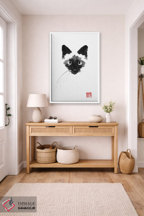 تابلو مینیمال گربه سیامی اثر پشان - D4W