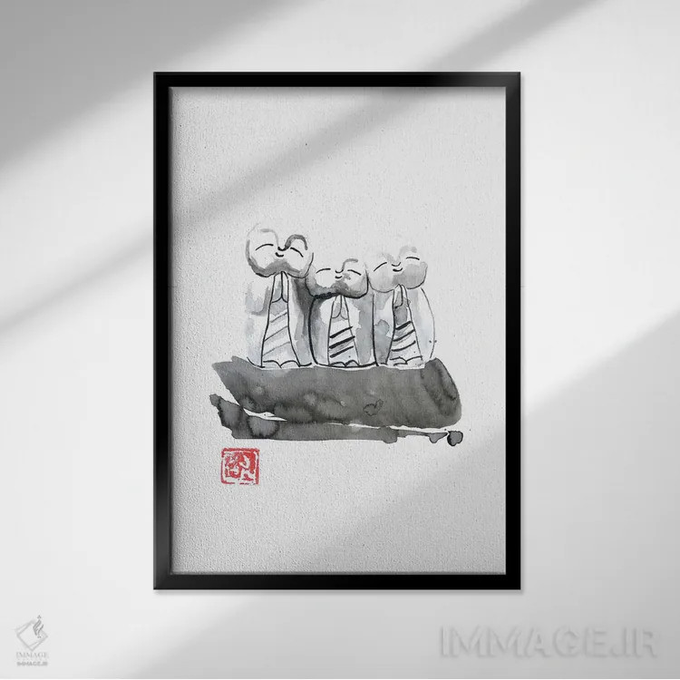 تابلو دکوراتیو جی زو اثر پشان - نمای قابدار مشکی