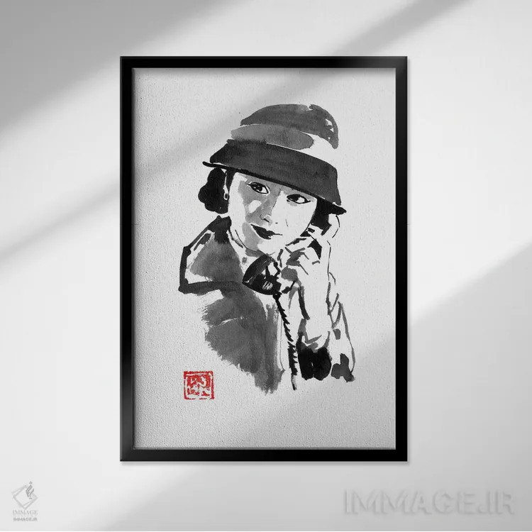 تابلو دکوراتیو وی اثر پشان - نمای قابدار مشکی