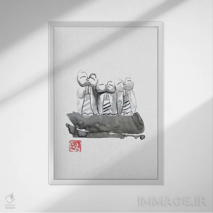 تابلو دکوراتیو جی زو اثر پشان - نمای قابدار سفید