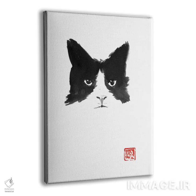 تابلو مینیمال گربه اثر پشان - نمای پرسپکتیو محصول