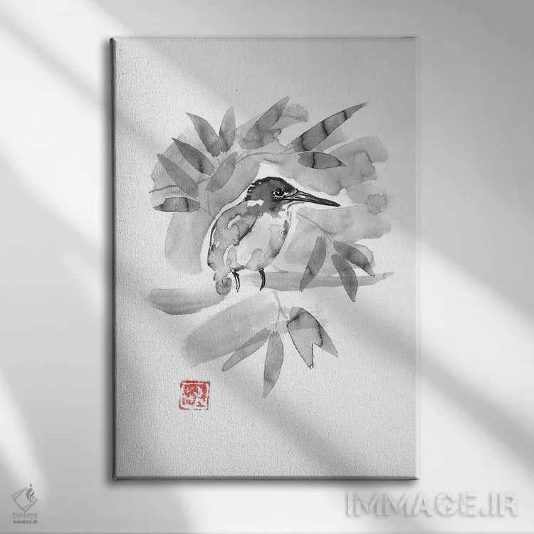 تابلو دکوراتیو ماهیگیر سلطنتی اثر پشان - نمای روبهرو روی دیوار