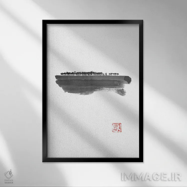 تابلو مینیمال هاجو بیهار اثر پشان - نمای قابدار مشکی