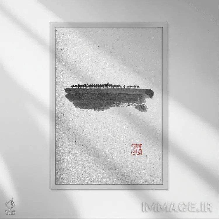 تابلو مینیمال هاجو بیهار اثر پشان - نمای قابدار سفید