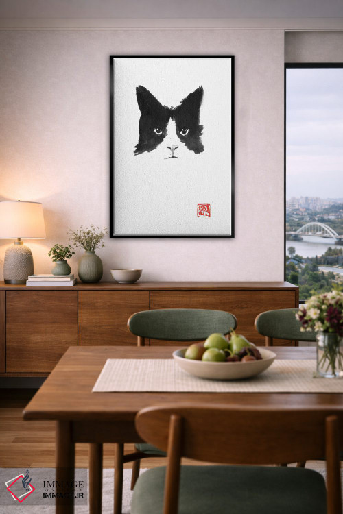 تابلو مینیمال گربه اثر پشان - D6B