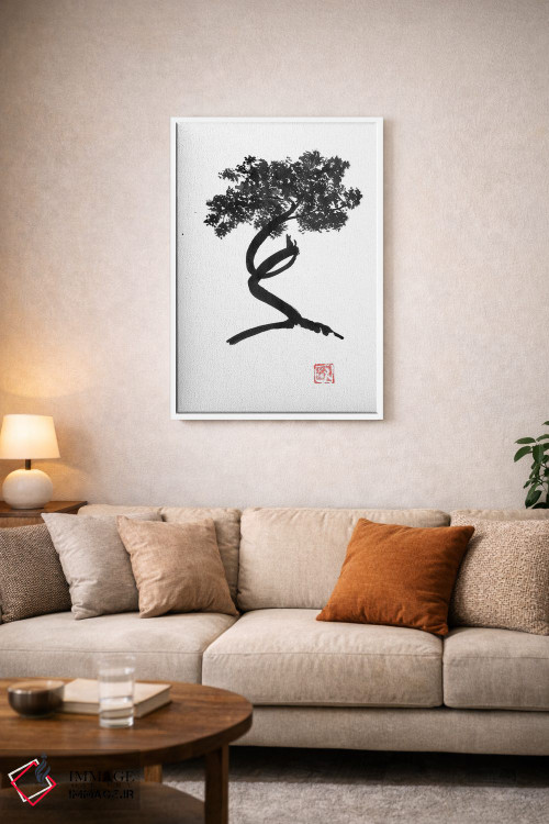 تابلو مینیمال درخت پیچ خورده اثر پشان - D3W