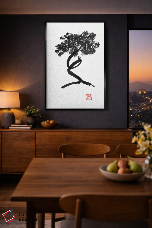 تابلو مینیمال درخت پیچ خورده اثر پشان - D2B