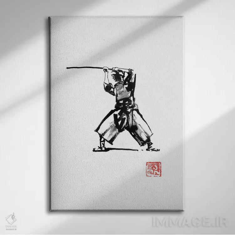 تابلو دکوراتیو دیگر سامورایی آماده اثر پشان - نمای روبهرو روی دیوار