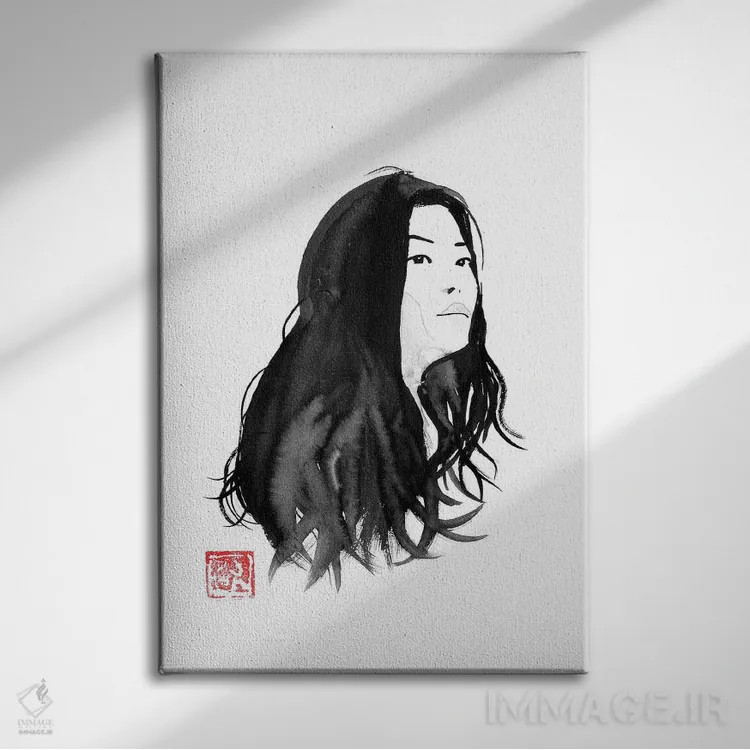 تابلو دکوراتیو چهره زن اثر پشان - نمای روبهرو روی دیوار