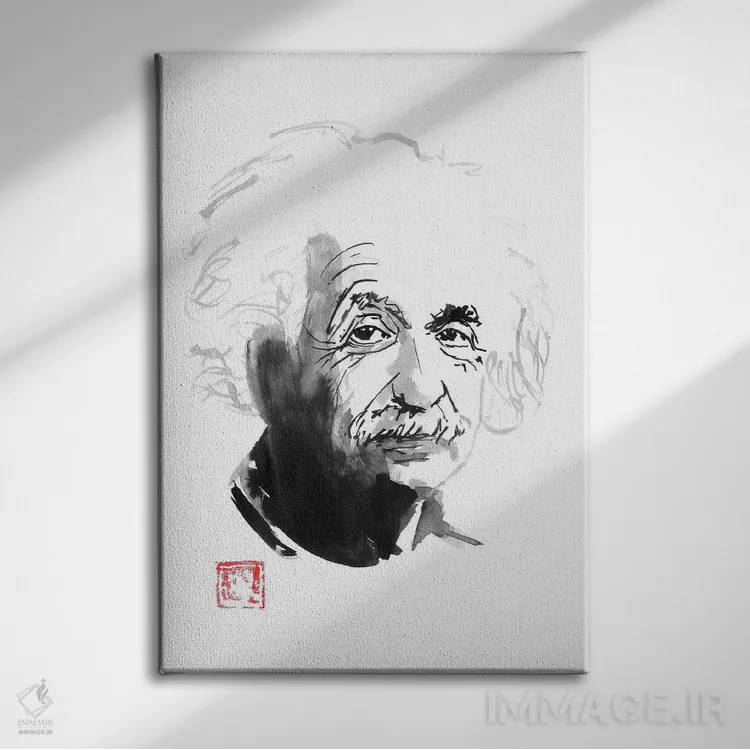 تابلو دکوراتیو آلبرت اینشتین اثر پشان - نمای روبهرو روی دیوار