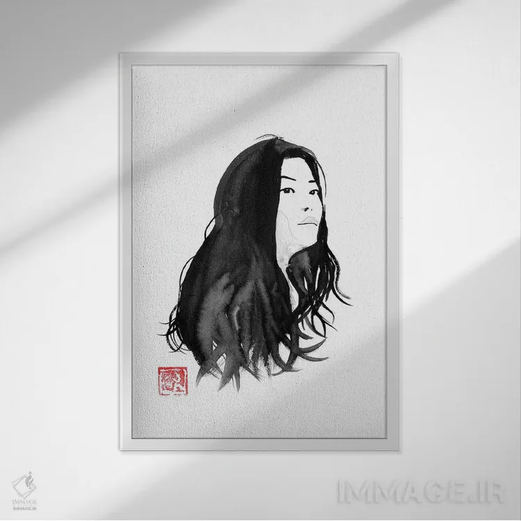 تابلو دکوراتیو چهره زن اثر پشان - نمای قابدار سفید