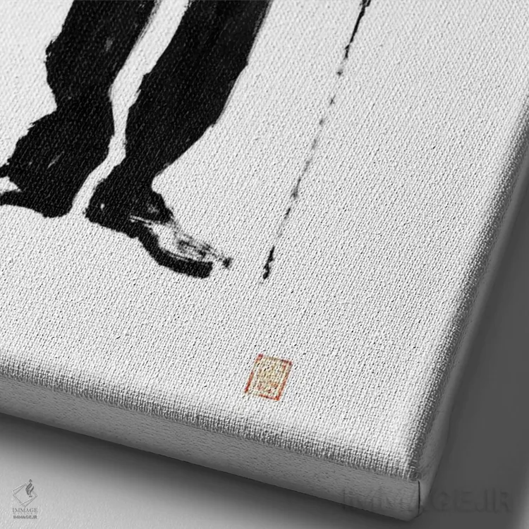 تابلو دکوراتیو چارلی چاپلین ایستاده اثر پشان - نمای نزدیک بافت بوم