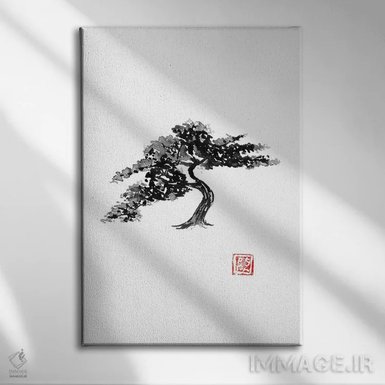 تابلو دکوراتیو بونسای اثر پشان - نمای روبهرو روی دیوار