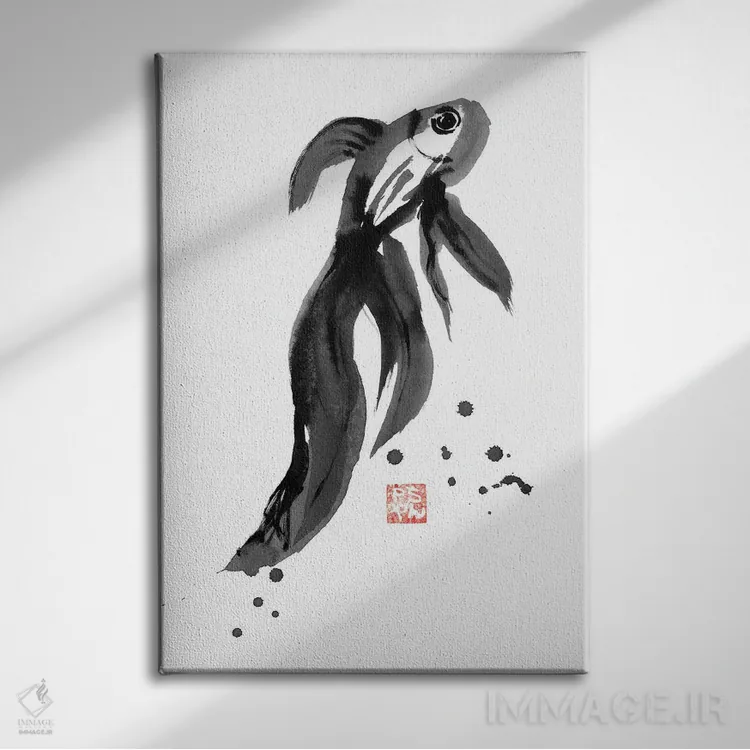 تابلو دکوراتیو ماهی اثر پشان - نمای روبهرو روی دیوار
