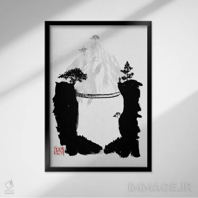 تابلو دکوراتیو پل میمون اثر پشان - نمای قابدار مشکی