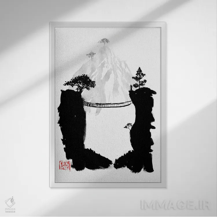 تابلو دکوراتیو پل میمون اثر پشان - نمای قابدار سفید