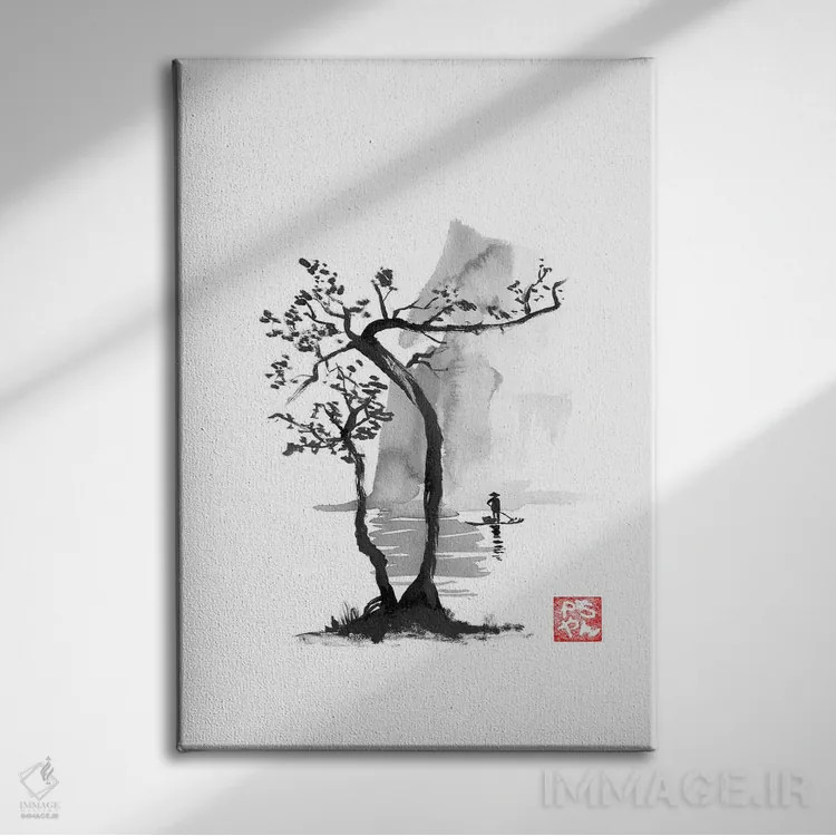 تابلو دکوراتیو ماهیگیر اثر پشان - نمای روبهرو روی دیوار