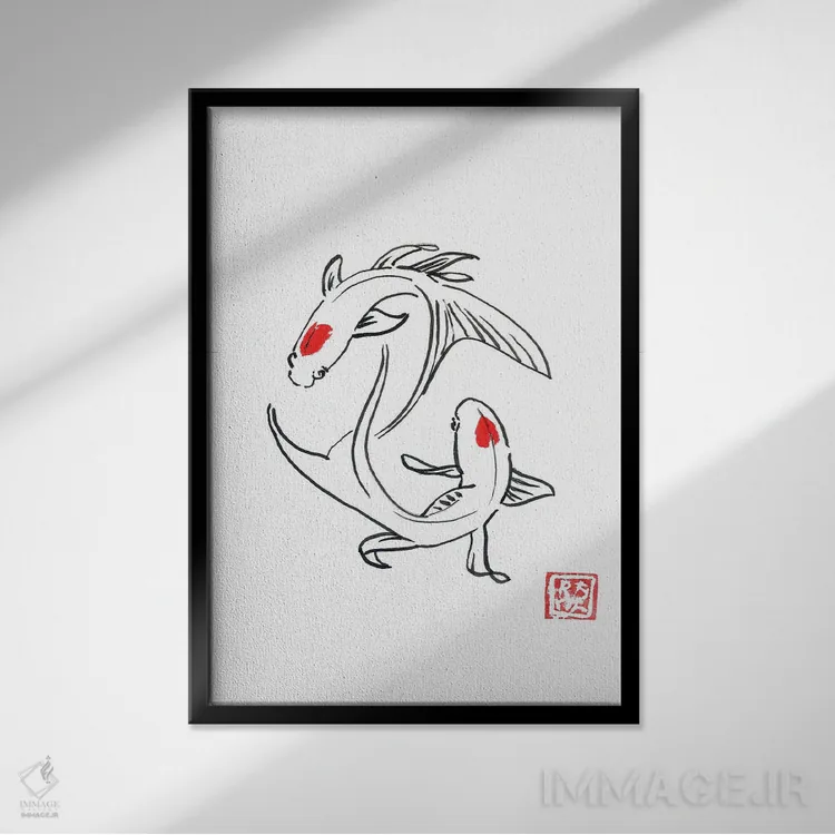 تابلو دکوراتیو فنگ شویی اثر پشان - نمای قابدار مشکی