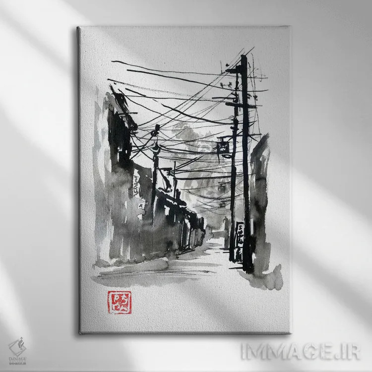تابلو دکوراتیو حمله گودزیلا اثر پشان - نمای روبهرو روی دیوار