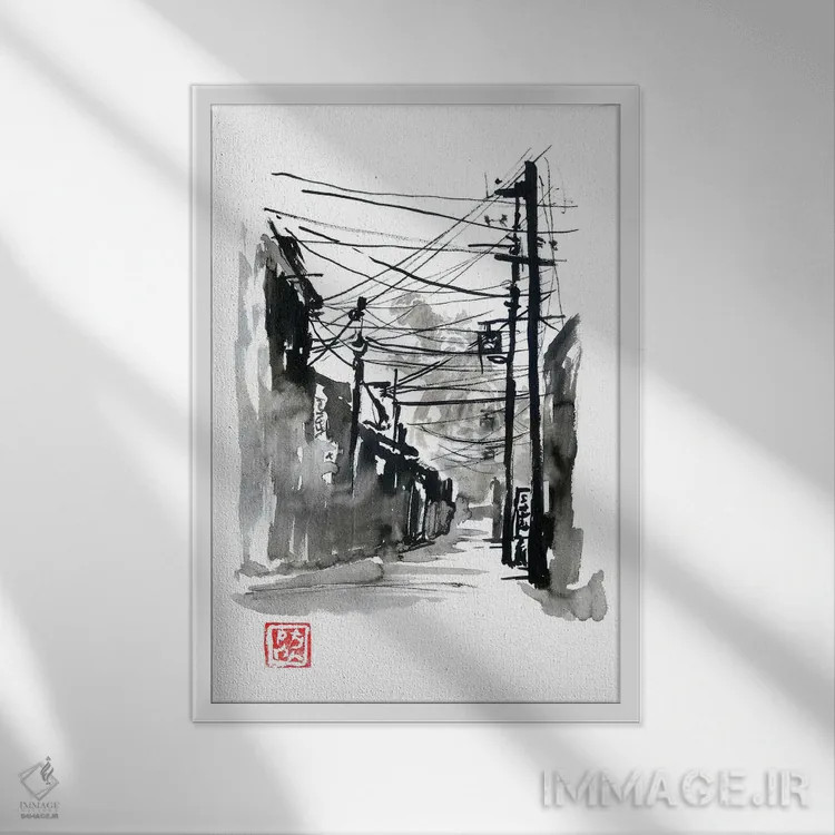تابلو دکوراتیو حمله گودزیلا اثر پشان - نمای قابدار سفید