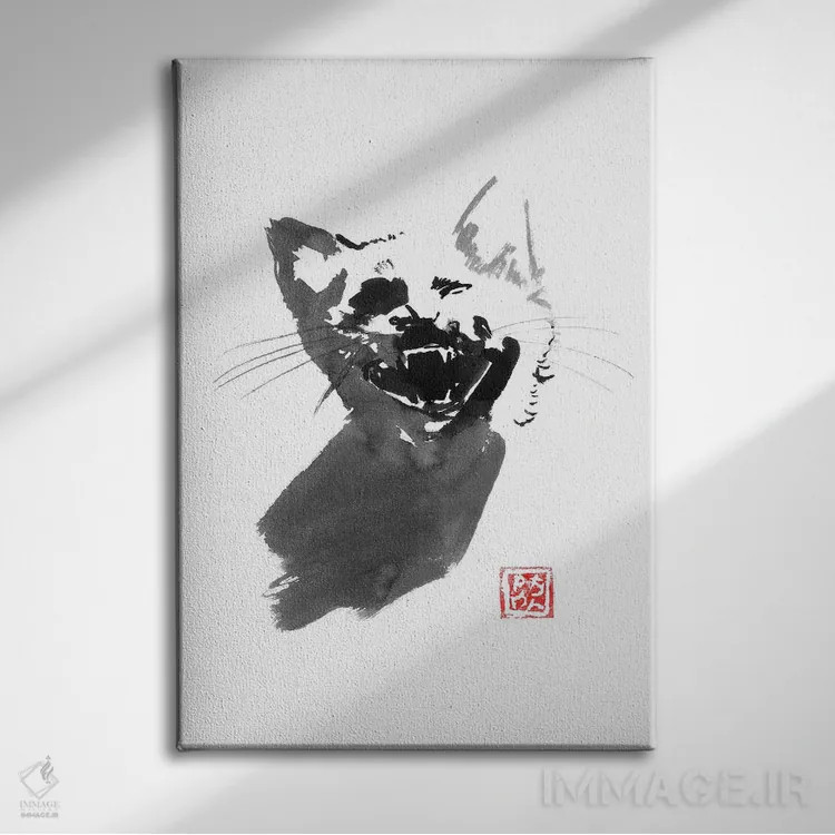 تابلو دکوراتیو گربه میو اثر پشان - نمای روبهرو روی دیوار