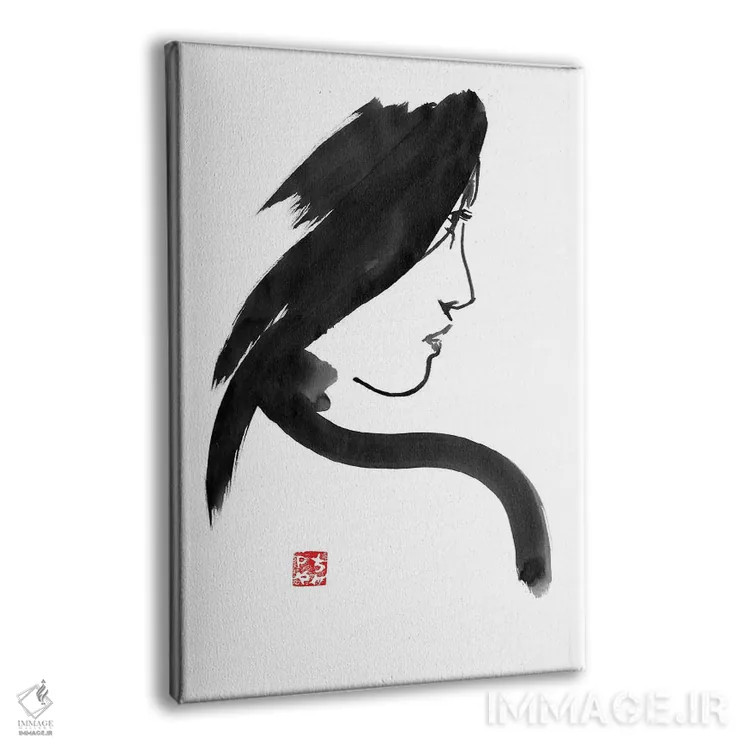 تابلو مینیمال پروفایل گیشا اثر پشان - نمای پرسپکتیو محصول