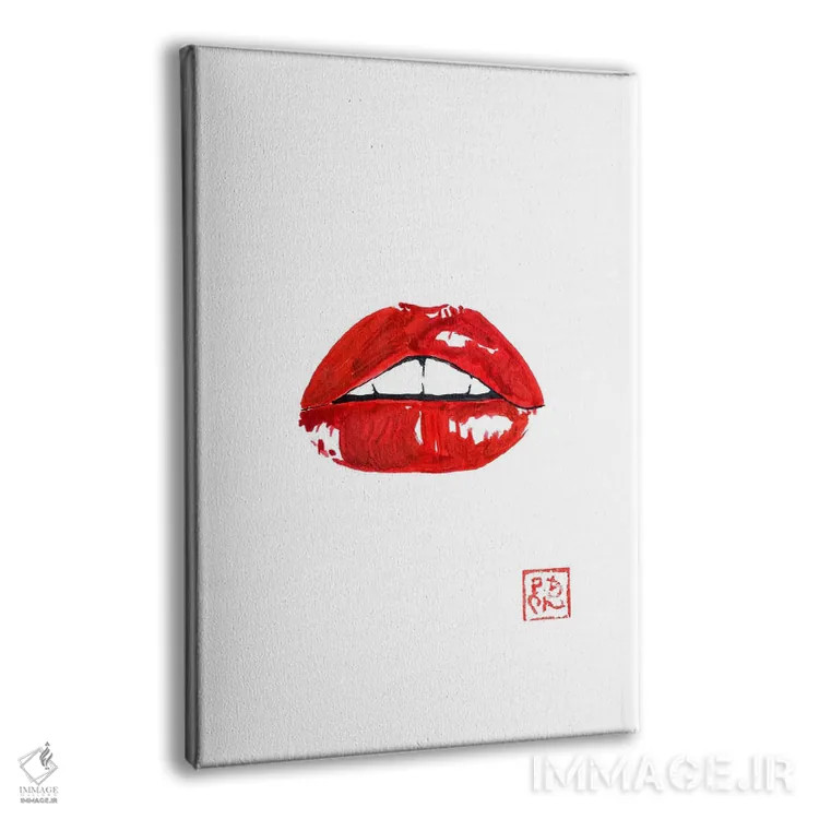 تابلو دکوراتیو لب های قرمز اثر پشان - نمای پرسپکتیو محصول