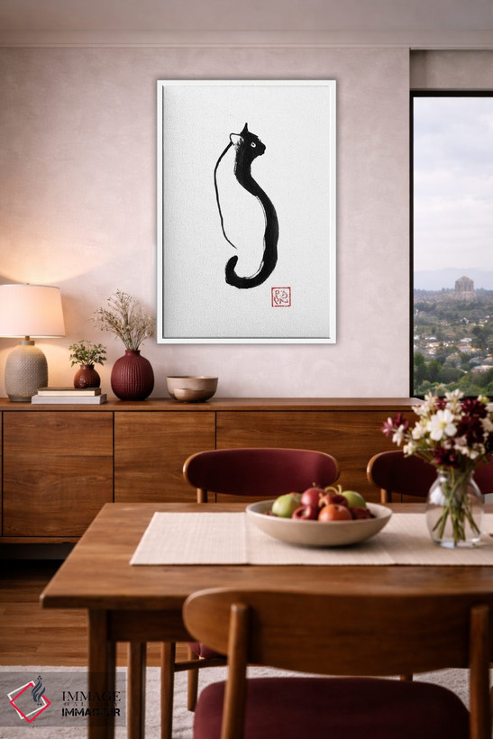 تابلو دکوراتیو خط سایه گربه اثر پشان - D3W