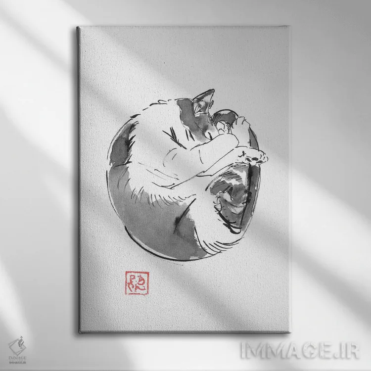 تابلو دکوراتیو گربه گرد اثر پشان - نمای روبهرو روی دیوار