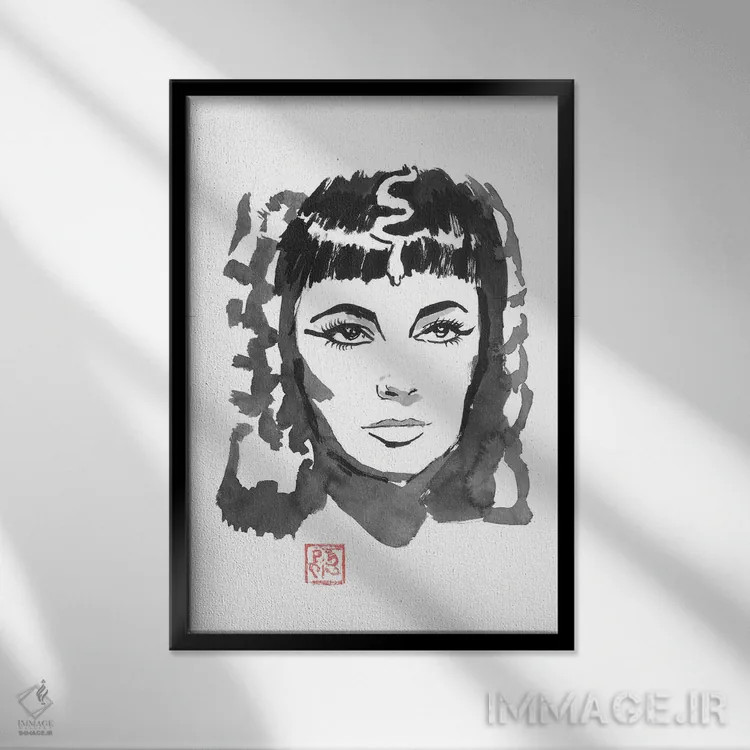 تابلو دکوراتیو کلئوپاترا اثر پشان - نمای قابدار مشکی