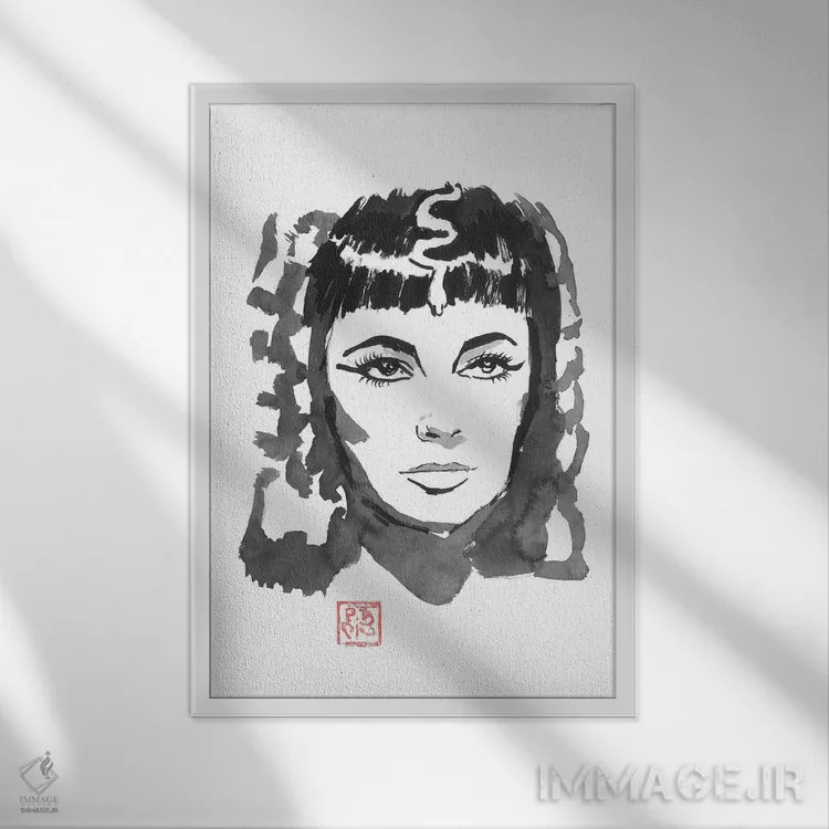 تابلو دکوراتیو کلئوپاترا اثر پشان - نمای قابدار سفید