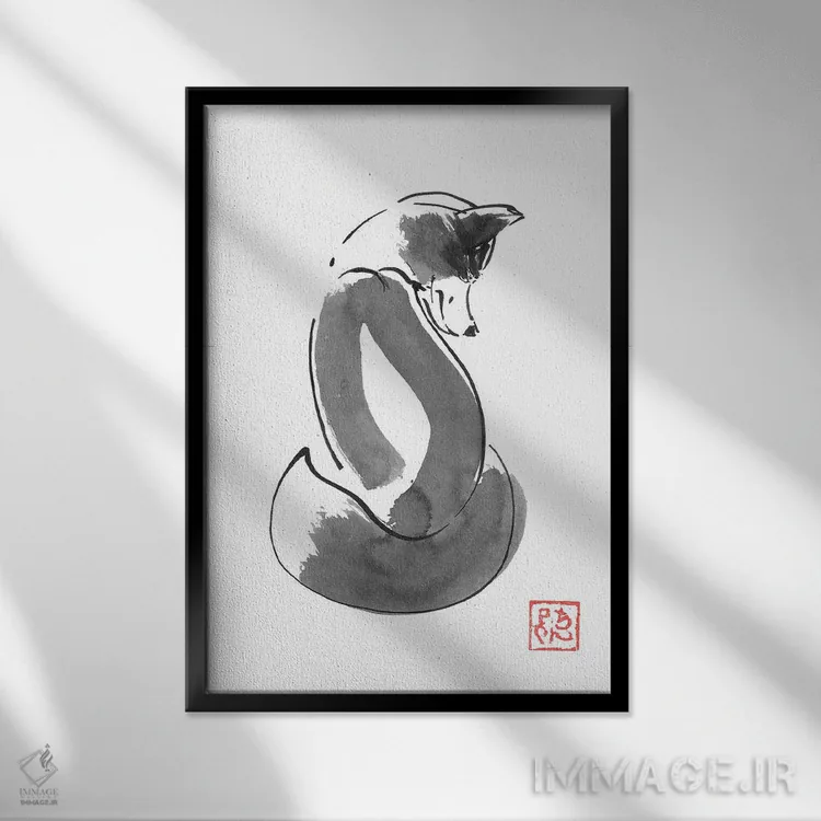 تابلو دکوراتیو روباه اثر پشان - نمای قابدار مشکی