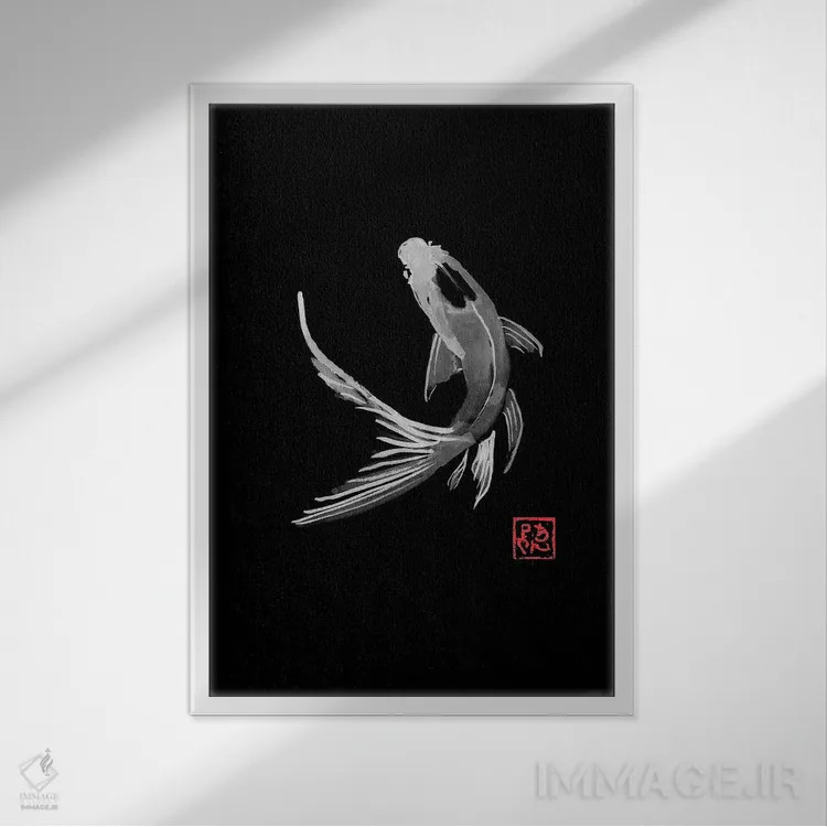 تابلو دکوراتیو کوی کرب در سیاه اثر پشان - نمای قابدار سفید