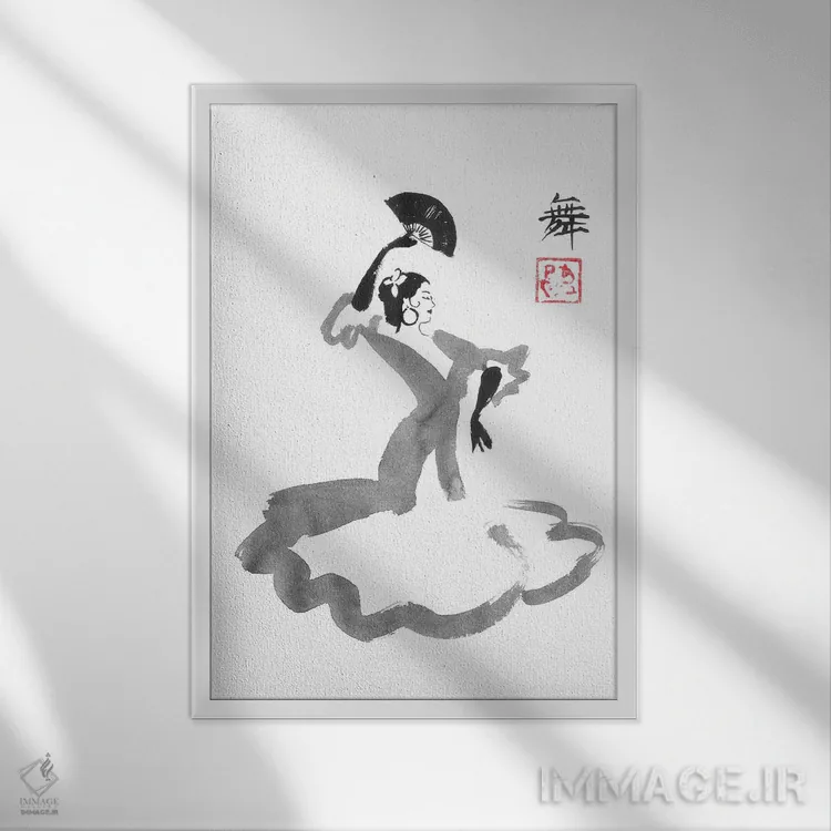 تابلو دکوراتیو رقصنده اسپانیایی اثر پشان - نمای قابدار سفید