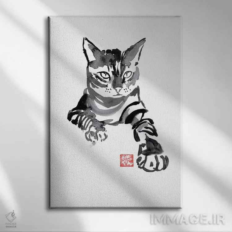 تابلو دکوراتیو نصب شده اثر پشان - نمای روبهرو روی دیوار