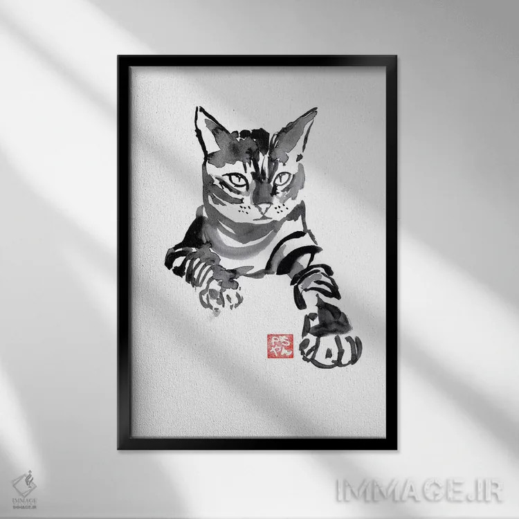 تابلو دکوراتیو نصب شده اثر پشان - نمای قابدار مشکی