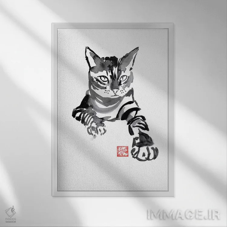 تابلو دکوراتیو نصب شده اثر پشان - نمای قابدار سفید