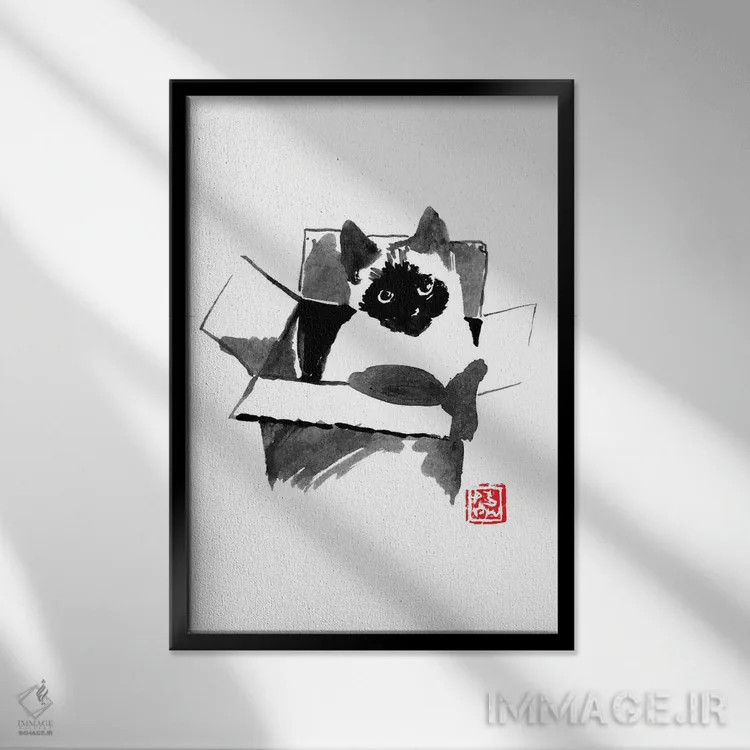 تابلو دکوراتیو در جعبه اثر پشان - نمای قابدار مشکی