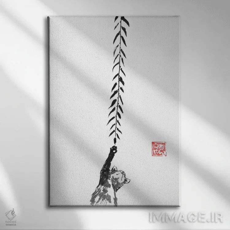 تابلو دکوراتیو گربه زیر درخت بید اثر پشان - نمای روبهرو روی دیوار