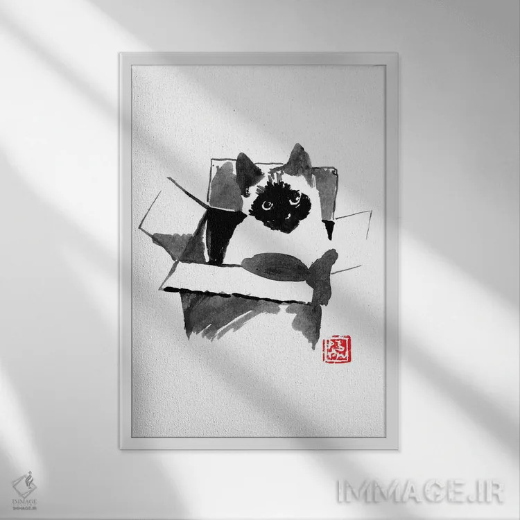 تابلو دکوراتیو در جعبه اثر پشان - نمای قابدار سفید
