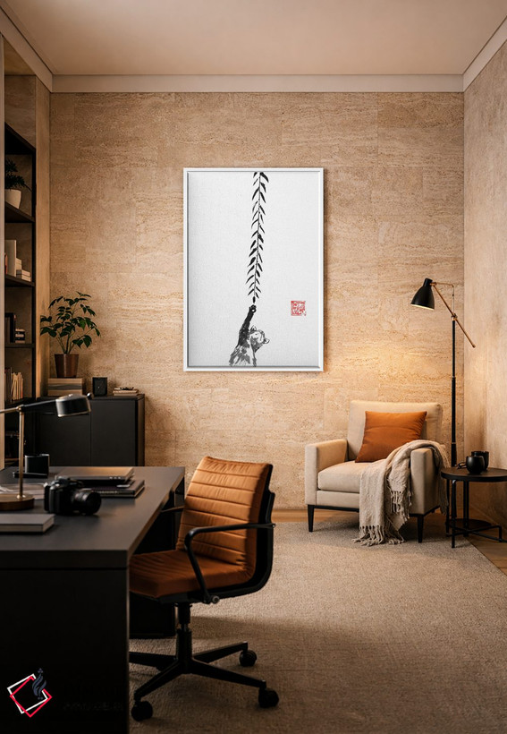 تابلو دکوراتیو گربه زیر درخت بید اثر پشان - D6W