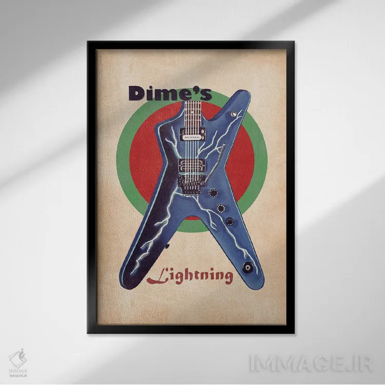تابلو دکوراتیو گیتار رتو دایمبگ دارل اثر پاپ کالت پوسترز - نمای قابدار مشکی