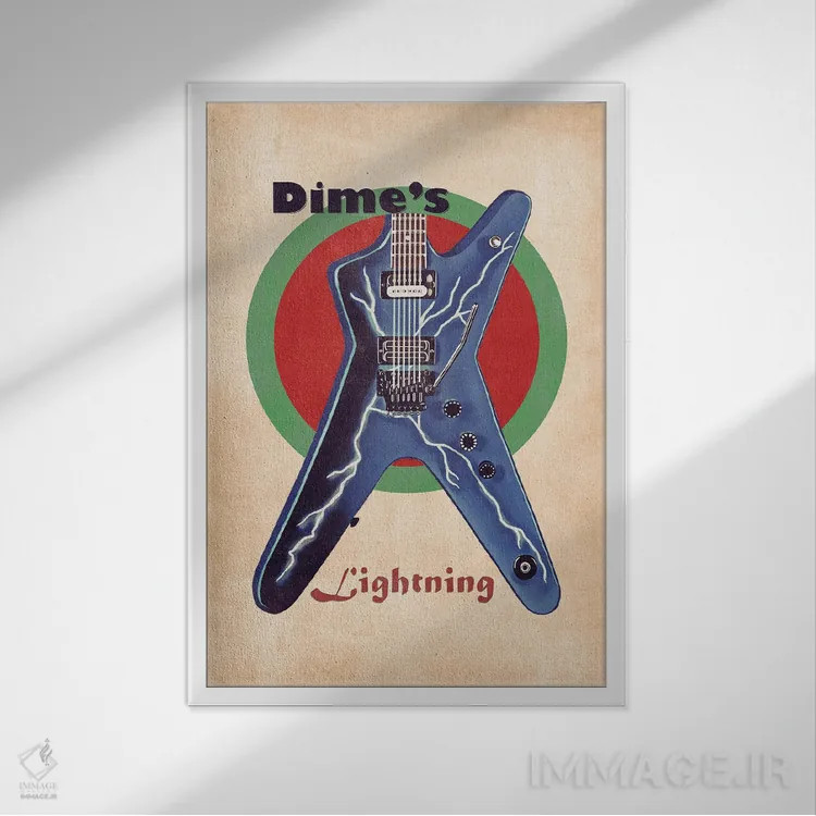 تابلو دکوراتیو گیتار رتو دایمبگ دارل اثر پاپ کالت پوسترز - نمای قابدار سفید