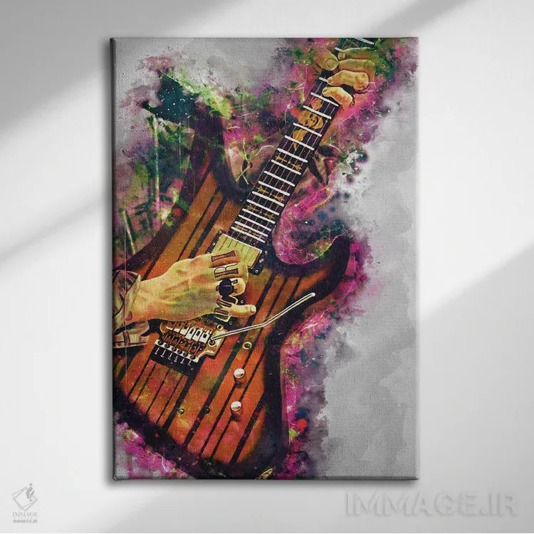 تابلو دکوراتیو گیتار برقی سینایستر گیتس اثر پاپ کالت پوسترز - نمای روبهرو روی دیوار