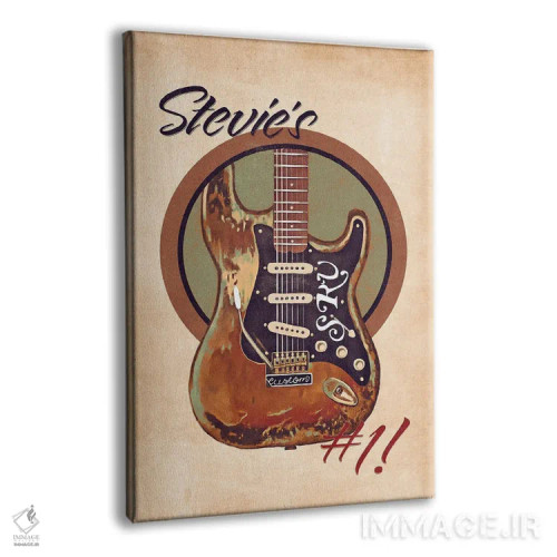 تابلو دکوراتیو گیتار رتو استیوی ری واگن اثر پاپ کالت پوسترز - نمای پرسپکتیو محصول