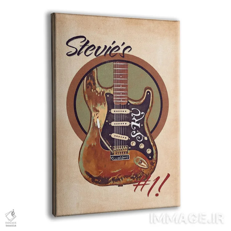 تابلو دکوراتیو گیتار رتو استیوی ری واگن اثر پاپ کالت پوسترز - نمای پرسپکتیو محصول