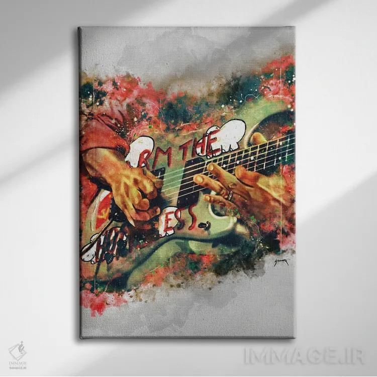 تابلو دکوراتیو گیتار برقی تام مورلو اثر پاپ کالت پوسترز - نمای روبهرو روی دیوار