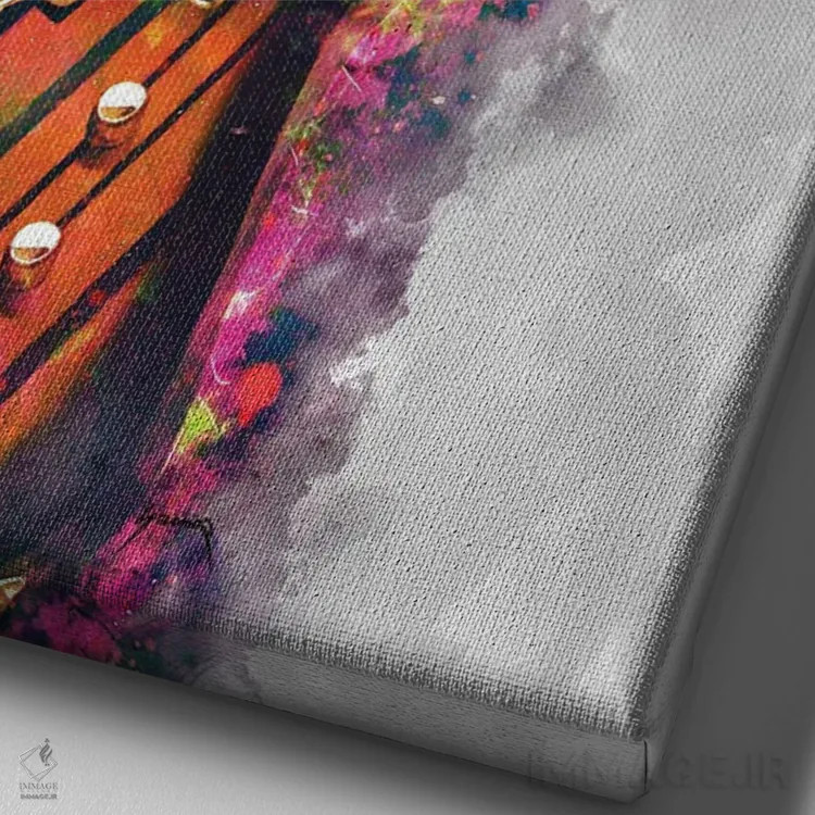 تابلو دکوراتیو گیتار برقی سینایستر گیتس اثر پاپ کالت پوسترز - نمای نزدیک بافت بوم