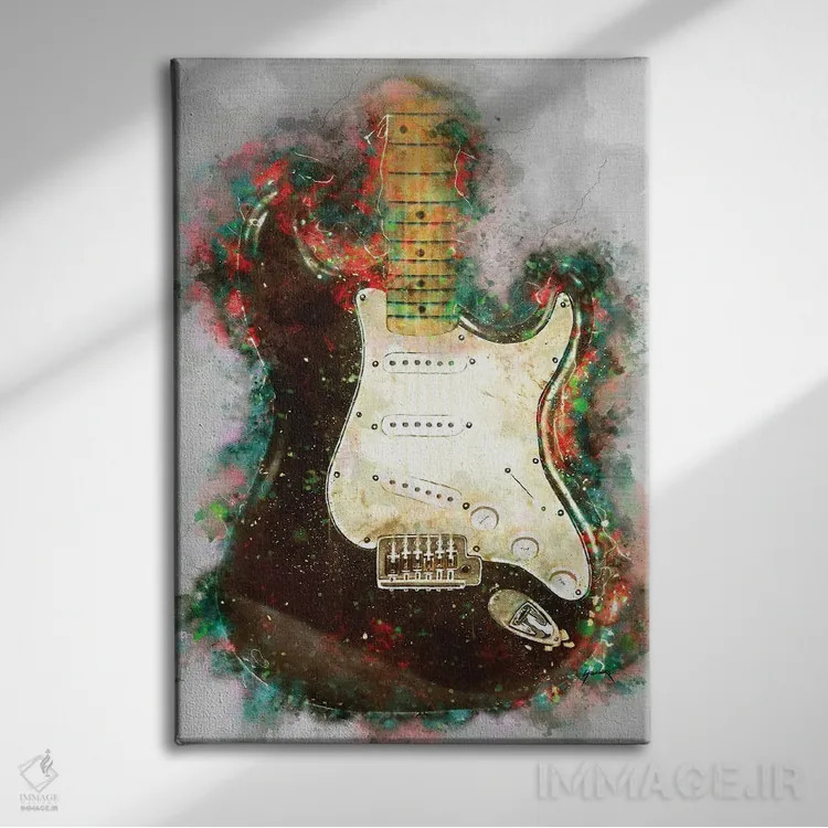 تابلو دکوراتیو گیتار برقی بلکی اریک کلپتون اثر پاپ کالت پوسترز - نمای روبهرو روی دیوار
